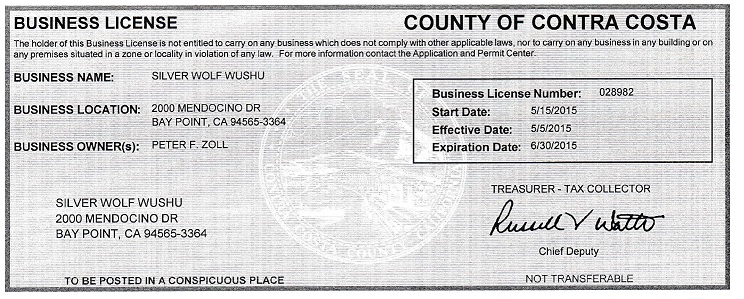 business license - Contra Costa County - first