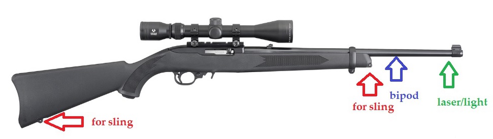 rifle with attachment points